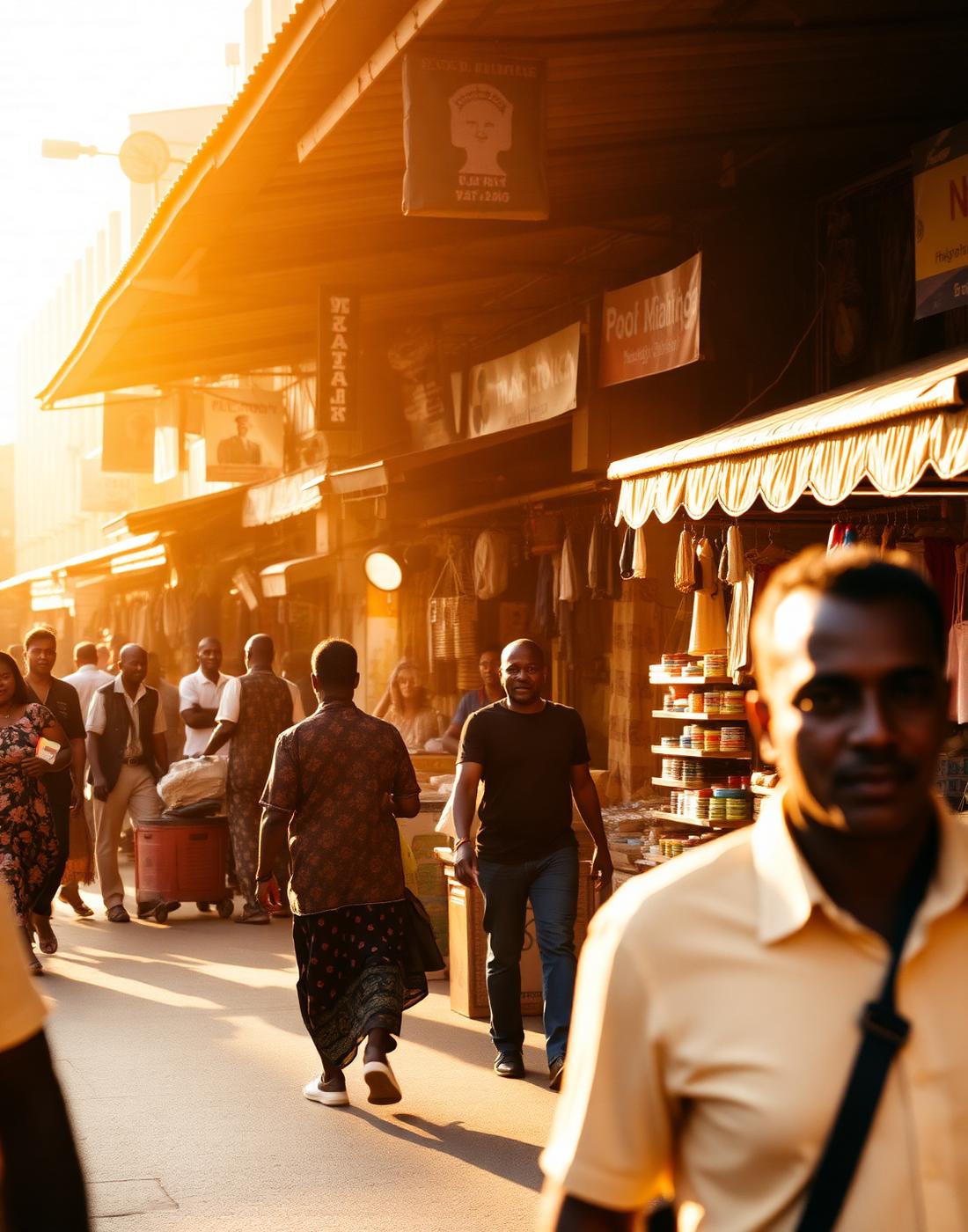 Nairobi street scene in warm afternoon light